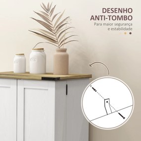 Armário de Cozinha com 2 Portas e 16 Prateleiras Despensa Rústica com Prateleiras Ajustáveis 60x40x104 cm Creme