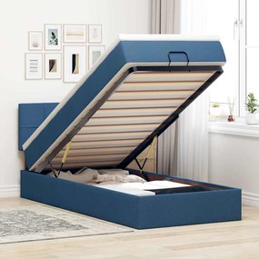 vidaXL Estrutura de cama otomana com colchão tecido azul 80x200cm