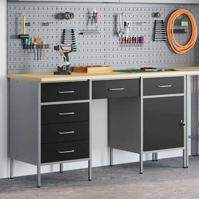Conjunto de Mesa e Armário de Trabalho VidaXL 3 Peças Preto em Madeira