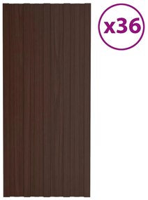Painéis de telhado 36 pcs 100x45 cm aço galvanizado castanho