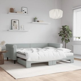 vidaXL Sofá-cama c/ gavetão e colchões 90x190 cm veludo cinzento-claro