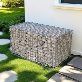 Conjunto de 3 unidades de cesto gabião 100 x 50 x 50 cm prateado