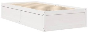 Cama sem colchão 75x190 cm madeira de pinho maciça branco