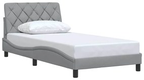 Estrutura de cama sem colchão 100x200 cm tecido cinzento-claro