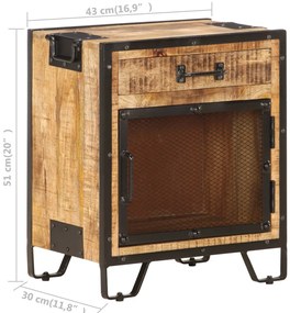 Mesa de cabeceira 43x30x51 cm madeira mangueira áspera maciça