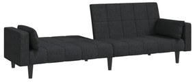 Sofá-cama 2 lugares com duas almofadas tecido preto