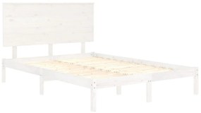 Cama sem colchão 120x200 cm madeira de pinho maciça branco