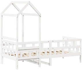 Sofá-cama com telhado 80x200 cm madeira de pinho maciça branco
