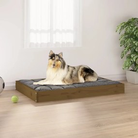 Cama para cães 91,5x64x9 cm pinho maciço castanho mel