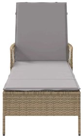 Espreguiçadeira Bege e cinza claro Rattan PE 157 x 55 x 92 cm