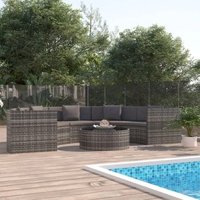 vidaXL 6 pcs conjunto lounge de jardim c/ almofadões vime PE cinzento