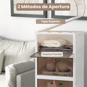 Sapateira dobrável ​​de 4 prateleiras com portas magnéticas transparentes e rodas universais com travão Cor: Branco + Castanho