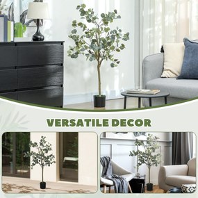 Eucalipto Artificial 120 cm Planta Artificial Decorativa Grande Árvore Artificial de Interior com 230 Folhas Verde