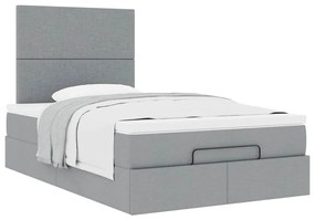 Estrutura cama otomana colchão 120x200 cm tecido cinzento claro