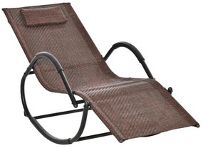 Outsunny Espreguiçadeira de Balanço de Exterior com Apoio para os Braços e Efeito de Vime para Jardim Terraço Pátio Carga Máxima 160kg 61x160x79cm Marrom