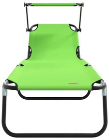 Espreguiçadeiras Dobráveis 2 pcs com Toldo Verde Tecido Oxford 600D