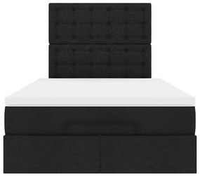 Estrutura de cama otomana com colchão preto 120x190 cm tecido