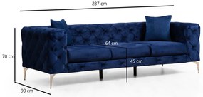 Sofá de 3 Lugares Como – Azul Marinho – 237 x 70 x 90 cm