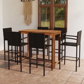 vidaXL 7 pcs conjunto de bar para jardim castanho