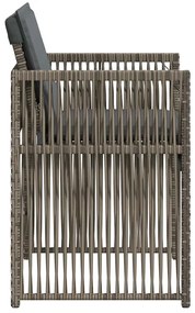 Cadeiras de jardim com almofadões 4 pcs vime PE cinzento