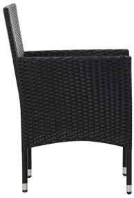 4 pcs conjunto lounge de jardim c/ almofadões vime PE preto