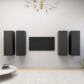 vidaXL Móveis de TV 4 pcs 30,5x30x90 cm derivados de madeira cinzento