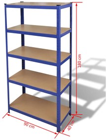 5-Layer Storage Shelf Blue Steel&amp;Madeira de engenharia