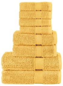 8pcs Conjunto toalhas banho premium SOLUND 600gsm dourado