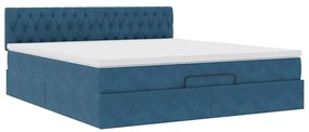 Estrutura de cama otomana com colchão 160x200 cm azul escuro