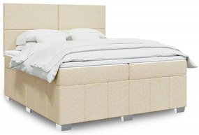 Cama com molas/colchão 200x200 cm tecido cor creme