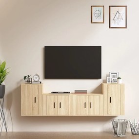 vidaXL Conjunto móveis de TV 4 pcs madeira processada carvalho sonoma
