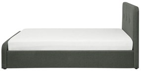 Cama de casal com arrumação em tecido cinzento escuro 180 x 200 cm RENNES Beliani
