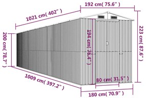 Abrigo de jardim 192x1021x223cm aço galvanizado castanho-escuro