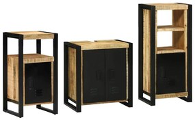 vidaXL Conjunto de Móveis para Banheiro 3 pcs Madeira de manga maciça