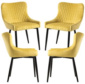 Pack 4 Cadeiras Sanda Veludo - Amarelo