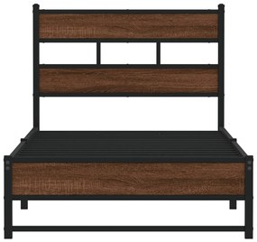 Estrutura de cama sem colchão 75x190 cm metal carvalho castanho