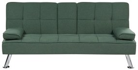 Sofá-cama de 3 lugares em tecido verde ROXEN Beliani