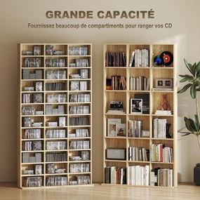 Estante para CD/DVD, 102 x 23,5 x 195 cm, 36 Compartimentos, cor Carvalho
