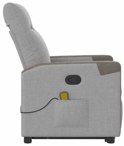 Poltrona elevatória de massagens tecido cinzento-nublado