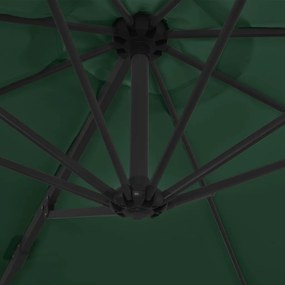 Guarda-sol cantilever com poste de aço 300 cm verde