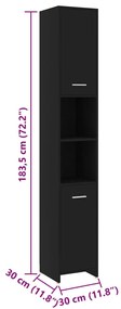 4 pcs conjunto de móveis de casa de banho contraplacado preto