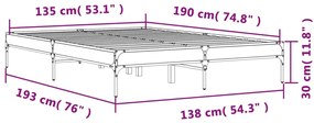 Estrutura de cama 135x190 cm derivados de madeira/metal