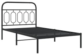 Estrutura de cama com cabeceira 100x190 cm metal preto