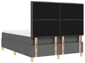 Cama Box com Colchão &amp; LED Cinza Escuro 160x200 cm Tecido
