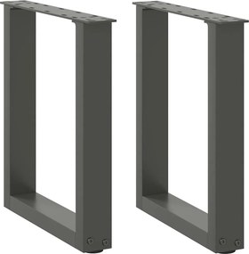 vidaXL Pés para mesa de centro em forma de U, 2 peças, antracite, 38x(42-43) cm, aço