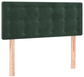 Cama com molas/colchão 100x200 cm veludo verde-escuro