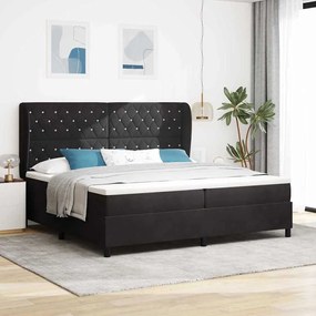 vidaXL Cama Box com colchão com cabeceira Preto 200 x 200 cm Poliéster