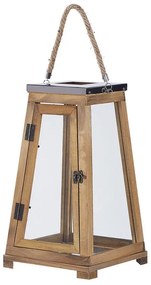 Lanterna de madeira de pinho castanha 39 cm PULAU Beliani