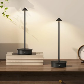 Conjunto de 2 Candeeiros de Mesa Recarregáveis por USB Reguláveis com Controlo Táctil 3000K/4500K/6500K Ø10x30 cm Preto