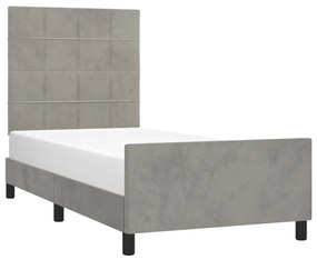 Estrutura de cama sem colchão 80x200 cm veludo cinzento-claro